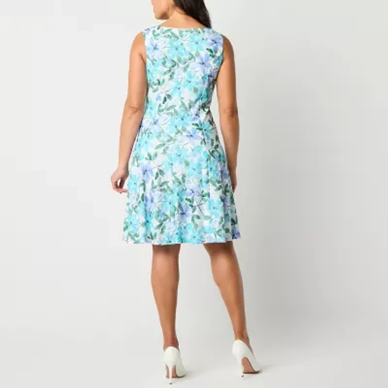 Perceptions Womens Petite Floral Jacket Dress