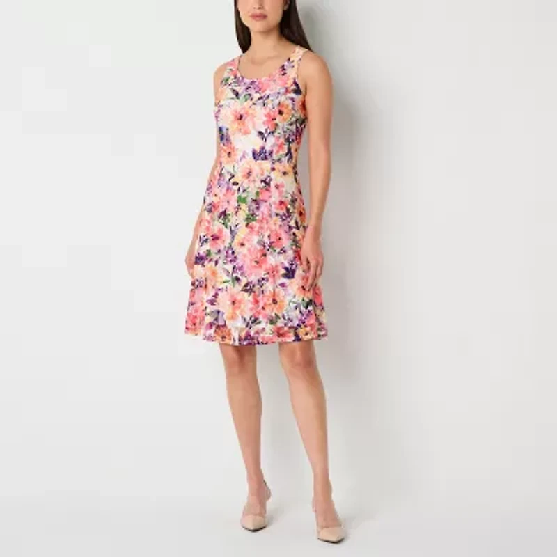 Perceptions Womens Petite Floral Jacket Dress