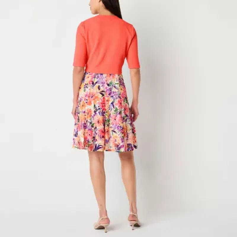 Perceptions Womens Petite Floral Jacket Dress