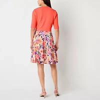 Perceptions Womens Petite Floral Jacket Dress