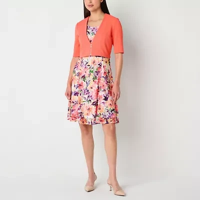 Perceptions Womens Petite Floral Jacket Dress