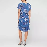 S. L. Fashions Womens Short Sleeve Floral Shift Dress