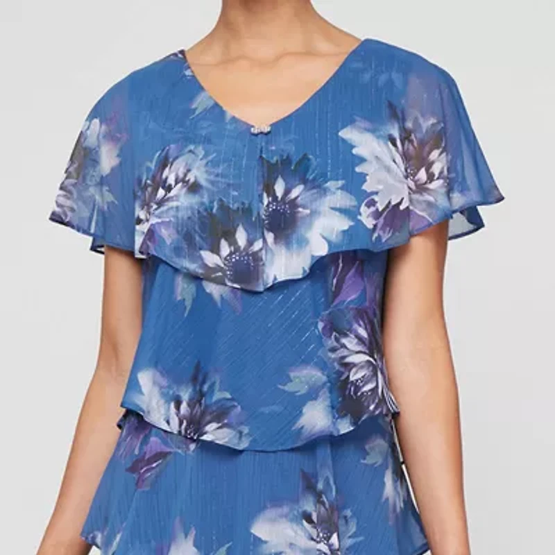 S. L. Fashions Womens Short Sleeve Floral Shift Dress