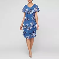 S. L. Fashions Womens Short Sleeve Floral Shift Dress