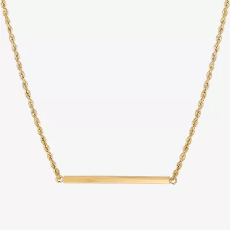 Womens 10K Gold Bar 18 Inch Pendant Necklace
