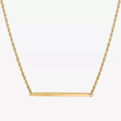 Womens 10K Gold Bar 18 Inch Pendant Necklace