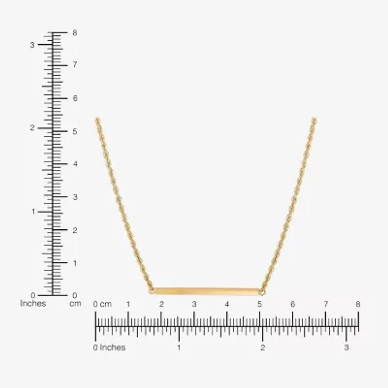 Womens 10K Gold Bar 18 Inch Pendant Necklace