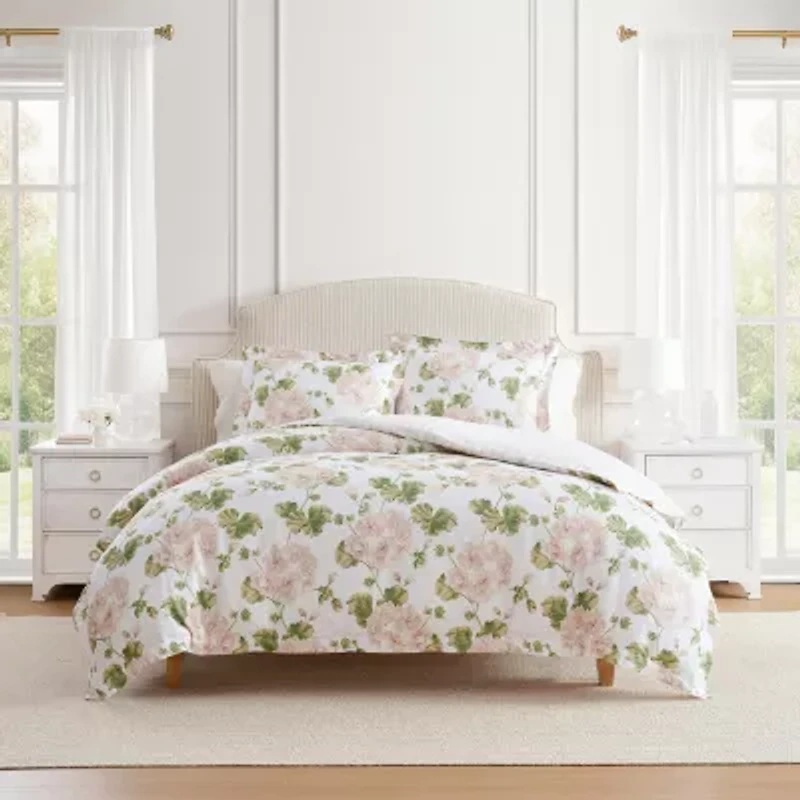 Martha Stewart Geranium Bloom Easy Care Duvet Cover Set