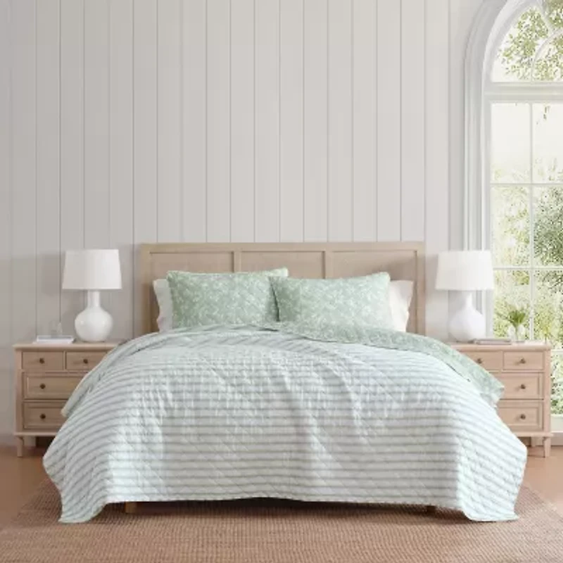 Martha Stewart French Bird Floral Easy Care Quilt Set