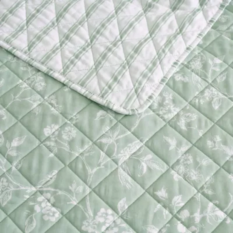 Martha Stewart French Bird Floral Easy Care Quilt Set