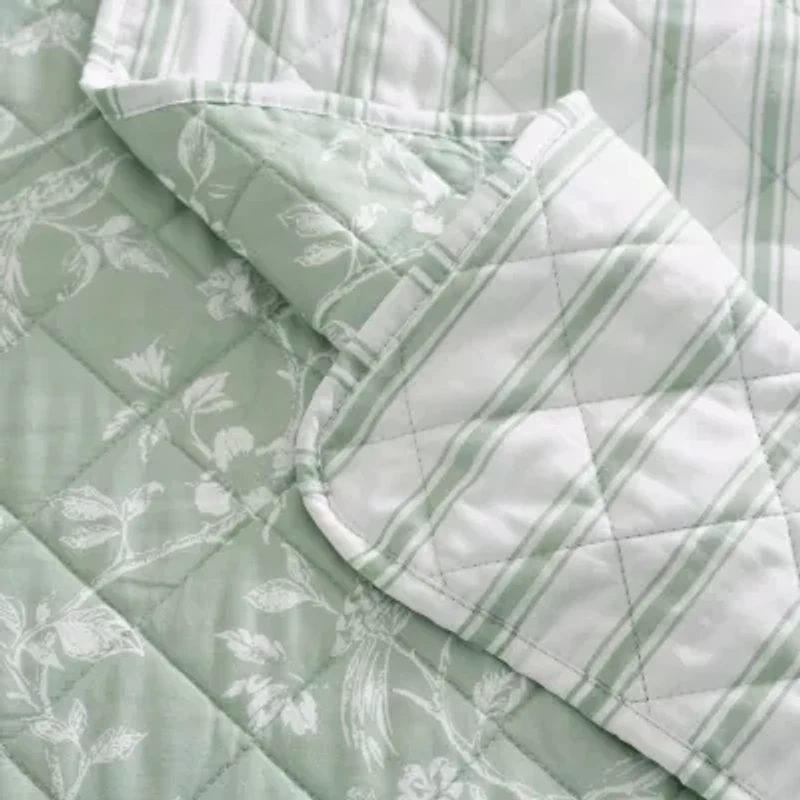 Martha Stewart French Bird Floral Easy Care Quilt Set
