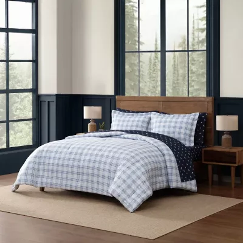Eddie Bauer Beach Pine Plaid Easy Care Comforter Set