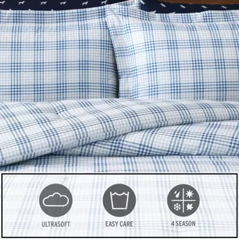 Eddie Bauer Beach Pine Plaid Easy Care Comforter Set