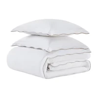 Martha Stewart Simple Scallop Easy Care Duvet Cover Set