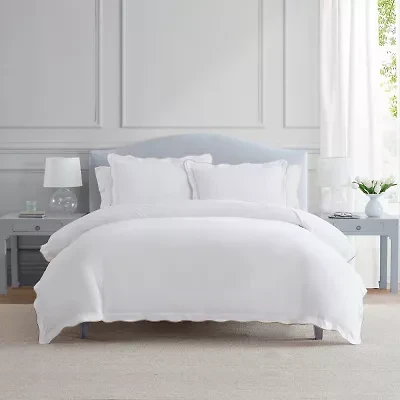 Martha Stewart Simple Scallop Easy Care Duvet Cover Set
