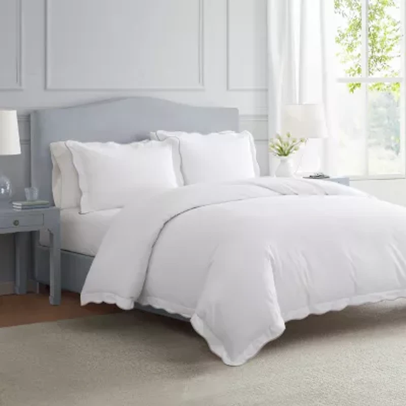 Martha Stewart Simple Scallop Easy Care Duvet Cover Set