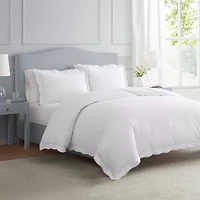 Martha Stewart Simple Scallop Easy Care Duvet Cover Set