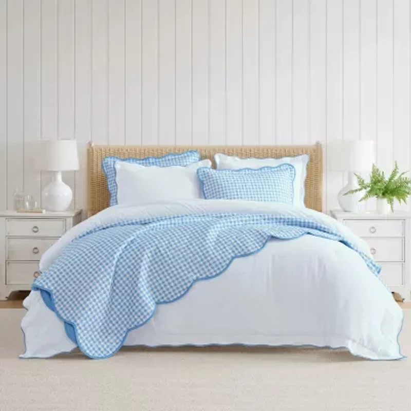 Martha Stewart Olivia Gingham Easy Care Quilt Set