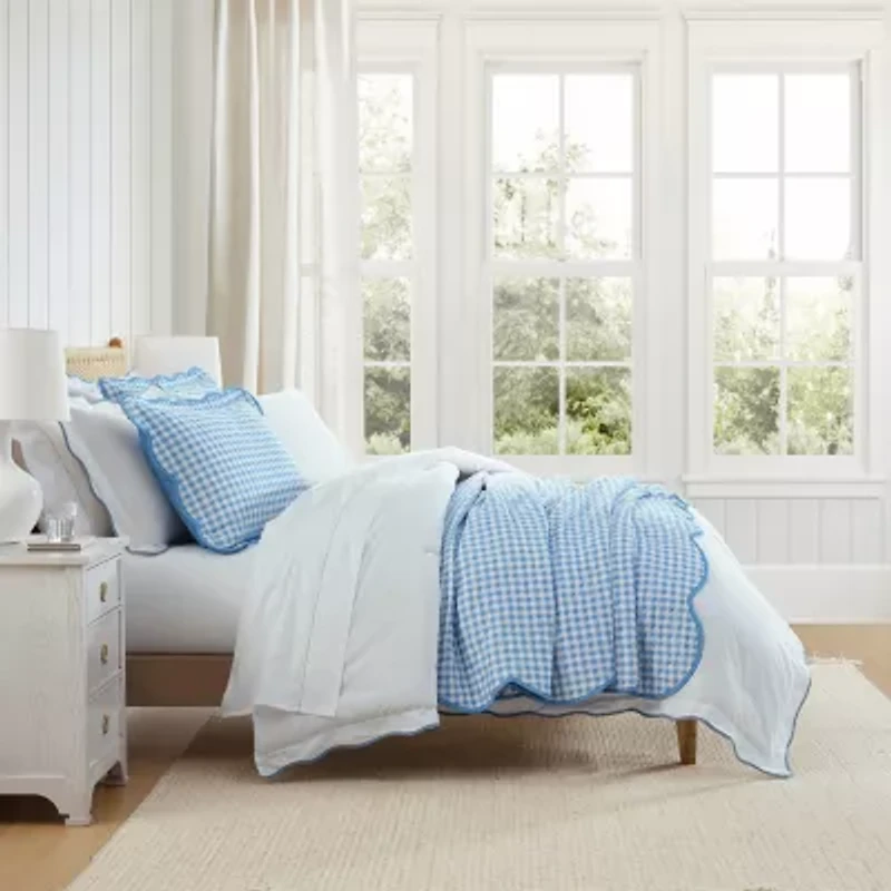 Martha Stewart Olivia Gingham Easy Care Quilt Set