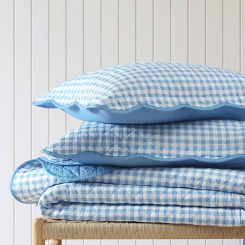 Martha Stewart Olivia Gingham Easy Care Quilt Set