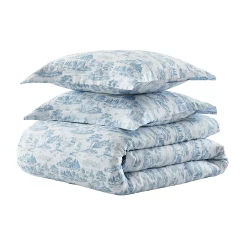 Martha Stewart Farmhouse Toile Easy Care Duvet Cover Set