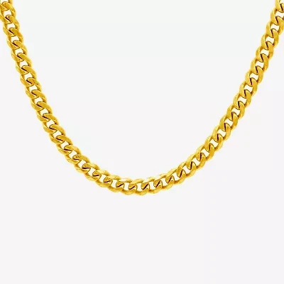 Mens 14K Gold Over Stainless Steel 24 Inch Link Chain Necklace