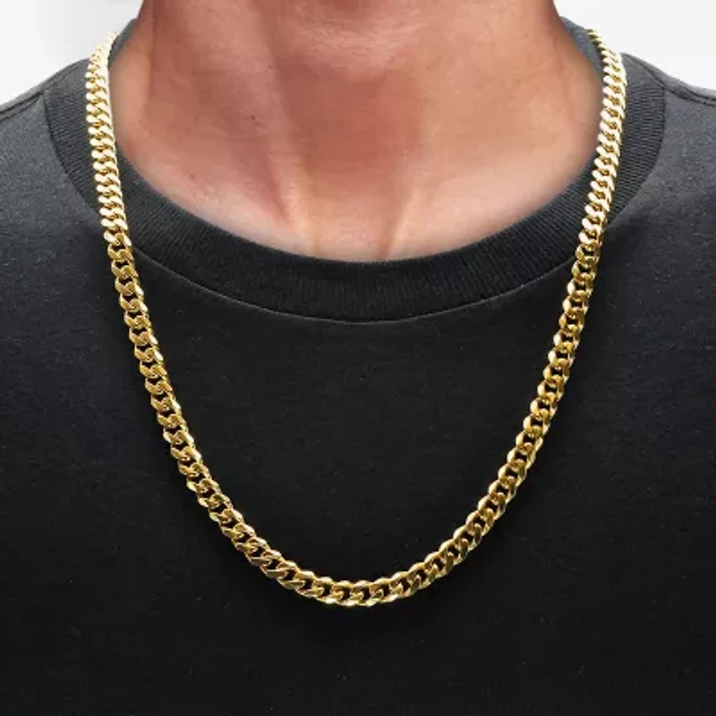 Mens 14K Gold Over Stainless Steel 24 Inch Link Chain Necklace