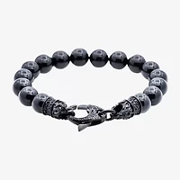 Mens Cubic Zirconia Stainless Steel Beaded Bracelet