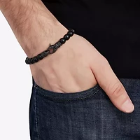 Mens Cubic Zirconia Stainless Steel Beaded Bracelet