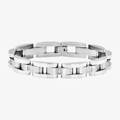 Mens Stainless Steel Solid 8 3/4 Inch Link Bracelet