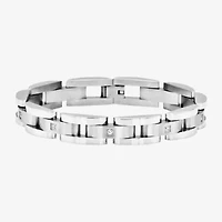 Mens Stainless Steel Solid 8 3/4 Inch Link Bracelet