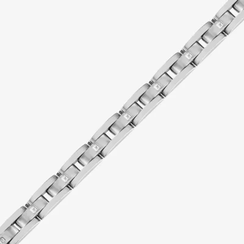 Mens Stainless Steel Solid 8 3/4 Inch Link Bracelet