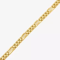 Mens 14K Gold Over Stainless Steel Solid 8 3/4 Inch Link Bracelet