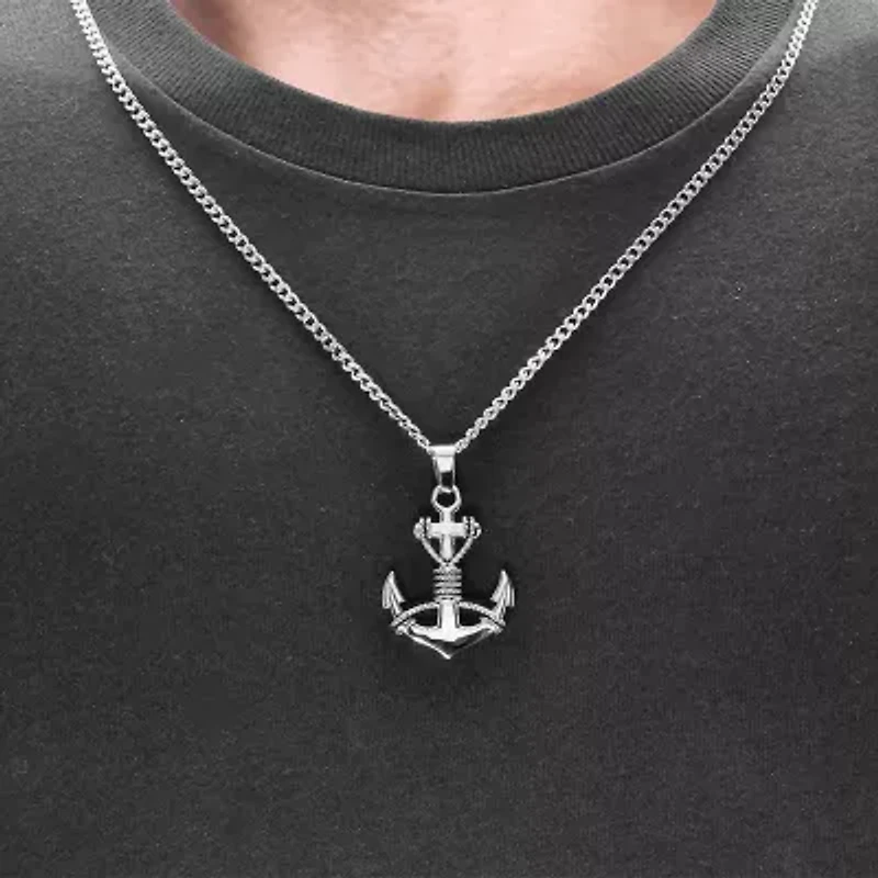 Mens Stainless Steel 24 Inch Pendant Necklace