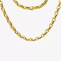 Mens 14K Gold Over Stainless Steel 24 Inch Link Chain Necklace