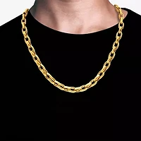 Mens 14K Gold Over Stainless Steel 24 Inch Link Chain Necklace