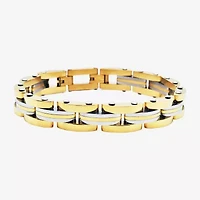 Mens 14K Gold Over Stainless Steel Solid 8 / Inch Link Bracelet