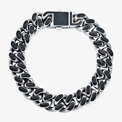 Mens Stainless Steel 8 1/2 Inch Solid Chain Bracelet