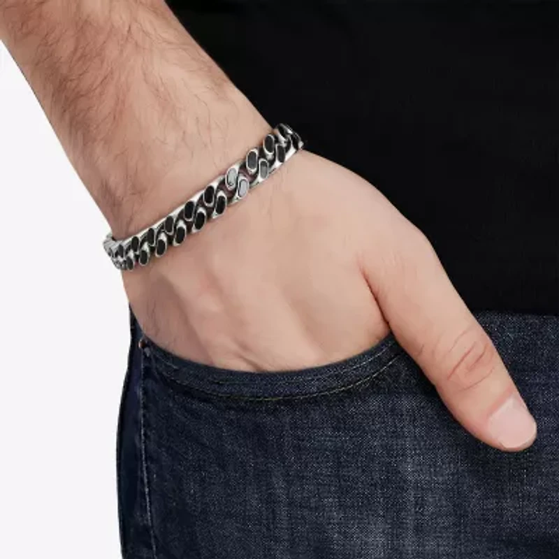 Mens Stainless Steel 8 1/2 Inch Solid Chain Bracelet