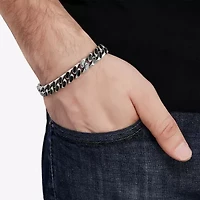 Mens Stainless Steel 8 1/2 Inch Solid Chain Bracelet