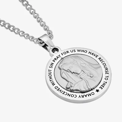 Mary Mens Stainless Steel 24 Inch Pendant Necklace