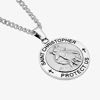 Saint Christopher Mens Stainless Steel 24 Inch Pendant Necklace