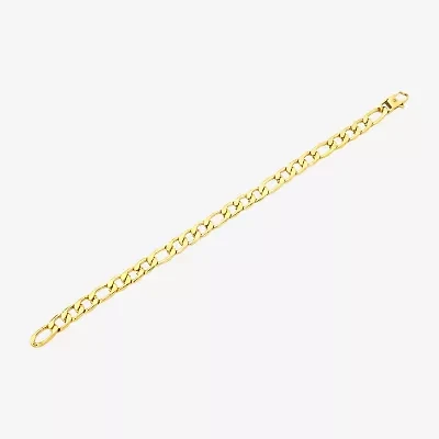 Mens 14K Gold Over Stainless Steel 8 1/2 Inch Solid Link Chain Bracelet