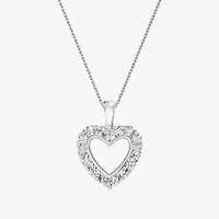 (G / Si1-Si2) Womens 1 CT. T.W. Lab Grown White Diamond Sterling Silver Heart 18 Inch Pendant Necklace
