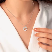 (G / Si1-Si2) Womens 1 CT. T.W. Lab Grown White Diamond Sterling Silver Heart 18 Inch Pendant Necklace