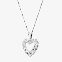 (G / Si1-Si2) Womens 1 CT. T.W. Lab Grown White Diamond Sterling Silver Heart 18 Inch Pendant Necklace