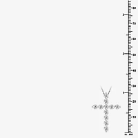 (G / Si1-Si2) Womens 1 CT. T.W. Lab Grown White Diamond Sterling Silver Cross 18 Inch Pendant Necklace