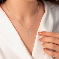 (G / Si1-Si2) Womens 1 CT. T.W. Lab Grown White Diamond Sterling Silver Cross 18 Inch Pendant Necklace