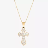 Limited Quantities! Womens 14K Gold Cross 18 Inch Pendant Necklace