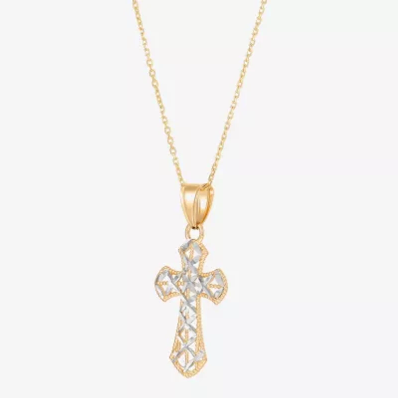 Limited Quantities! Womens 14K Gold Cross 18 Inch Pendant Necklace